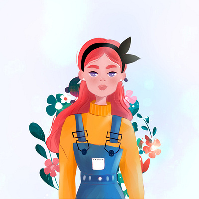 Flower girl design digital painting digitalart drawing illustration minimalism ui