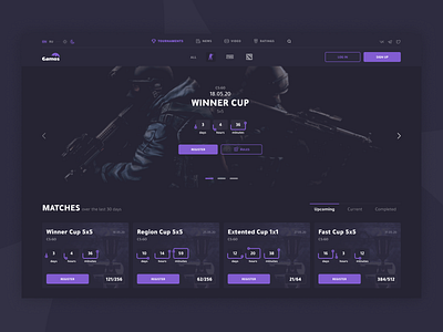 Gamos Tournaments design games minimal tournaments ui ux web webdesign website