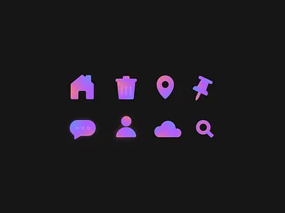Icon collection 1 badge cloud icon colorful colourful glow gradient home icon icon icon collection icon design icon set iconography icons illustraion logo message icon pin icon simple trash icon ui