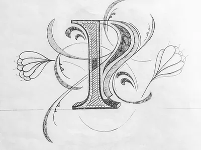 P flourishes illustration lettering