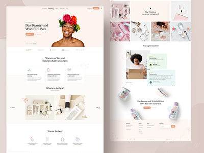 Beauty Box Subscription beauty bio branding clean colors cosmetics design icon landing minimal mockups nautre pattern photos shadow shapes skin subscription ui ux