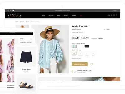 Fashion website design ui web