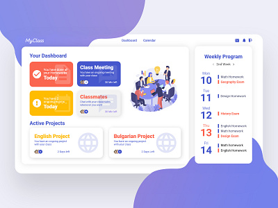 My Class - Dashboard dashboad dashboard ui design graphic design school school app ui ux ux research web webdesign