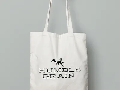 Humble Grain Tote branding design food branding fox hand generated illustration minimal natural branding organic packaging typography