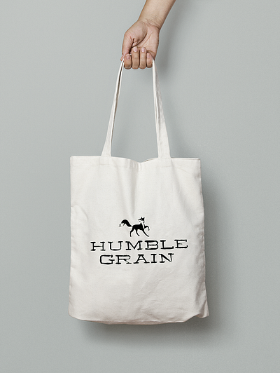 Humble Grain Tote branding design food branding fox hand generated illustration minimal natural branding organic packaging typography
