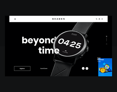 Skagen Redesign Promo banner clean color cool design header minimal design modern paralax promo skagen typography ui user inteface ux watch web web design