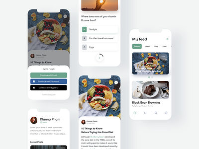 Blog Mobile App app article blog clean feed log in magazine menu bar mimimal mobile profile page quiz sign up ui ux