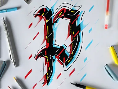 Cybergothic P calligraffiti calligraphy design graffiti handlettering lettering logo logodesign logotype typography