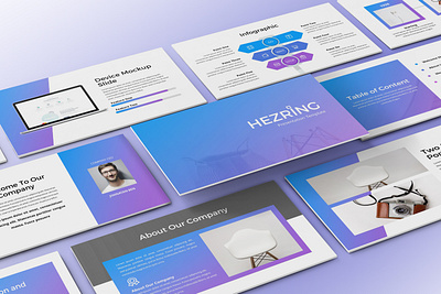 Hezring - Fabulous Powerpoint Template blue business presentation clean finance gradient investor lookbook minimal portfolio powerpoint template presentation simple slides