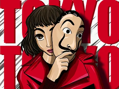 Tokyo- money heist 2020 2d character heist illustration ipad pro money netflix procreate series