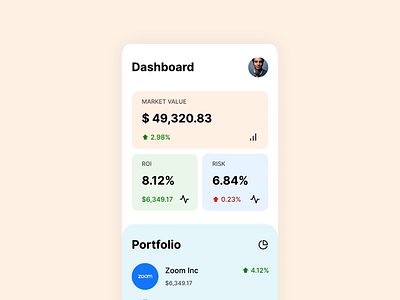 Investment Tracker | Framer Magic Motion animation app app design download framer free interface investment market mobile ui money motion tracker ui ui design ux