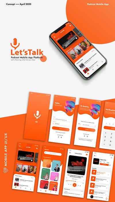 Let'Talk Podcast Mobile App Platform - UI/UX Design adobe xd ios app mobile app design mobile app ui podcast podcast app ui design ux design