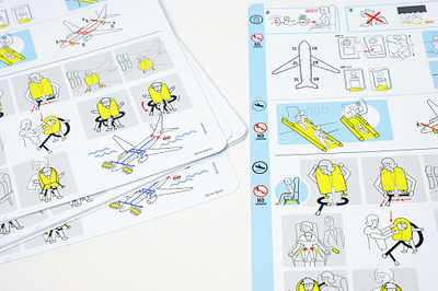 safety instruction card airplane airport brand brand design design