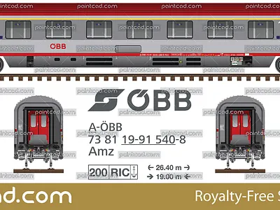Eurofima wagon type Amz of the Austrian Federal Railways bogies minden deutz 522 bogies minden deutz 522 business 1st class wagon passenger train rail transport railway car