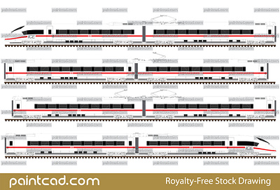 High-speed train Siemens Velaro D - EMU ICE 3 BR 407 by DB drawing