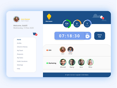 Hr System (web application) app application check in checkout company corona dashboad employee graphicdesign hr kites my team software company system trendy ui ux webapp website