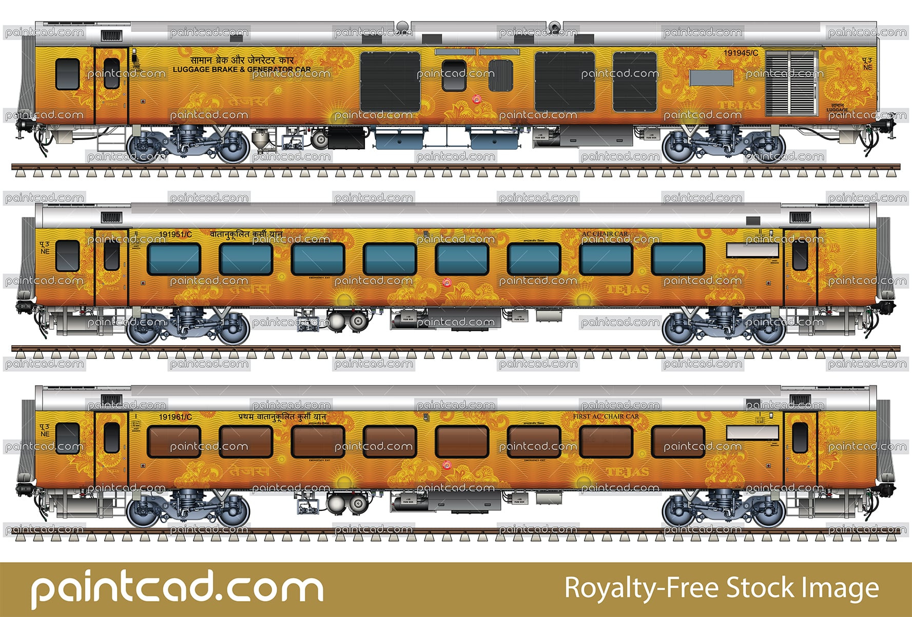 EISENBAHN 鉄道 WIDE GRAPHICS LHB rake of the train 12585 Tejas Express Lucknow-New Delhi by