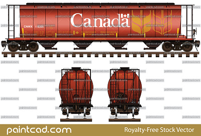 Covered hopper car with capacity 5800 cf and big logo Canada 4 bay hopper car cargo cylindrical covered hopper freight train railroad car railway transport wagon