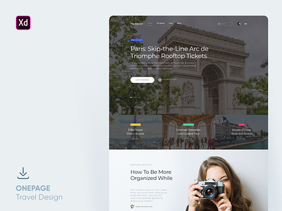 Onepage Travel Design - Free [XD] 2020 app artdirector free inspration prototype ugurates2017 ui uiux ux