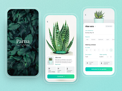 Parna - plant watering reminder app alarm alert android branding clean interaction design ios managment mobile notification plant product design reminder tasks todo ui ux watering