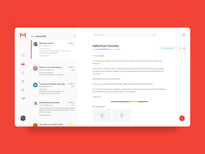 Gmail Redesign Concept concept conversation dark mode design email email design email template flat flat design gmail message messenger app minimal nepal redesign