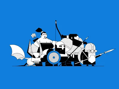 Vikings illustration character composition design illustration style viking warrior