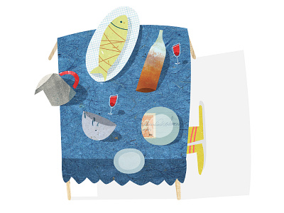 Sunday Lunch digital illustration food illustration illustrator lunch paper art papercut sleep table