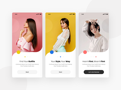 Walkthrough screens for a Fashion Brand app app design brand design design app ecommerce fashion mobile typography ui ui design uidesign ux vector walkthrough