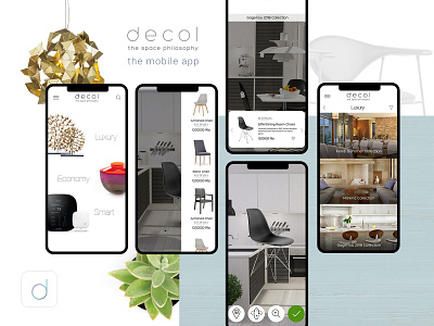 Decol App - UI/UX Design - Art Direction app design app ui design application augmented reality concept decoration design experience graphic interaction design interface interior design mobile app mobile app design mobile ui ui ui design uiux ux ux design