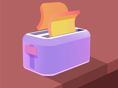 Toaster 3d art bread breakfast illustration illustrator isometry line morning style toaster typography vectorgraphic