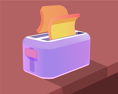 Toaster 3d art bread breakfast illustration illustrator isometry line morning style toaster typography vectorgraphic