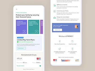 Term Insurance - Landing Page brand cards cards ui finance illustration insurance marketing page product design product page products wealth