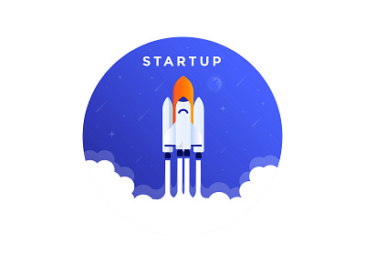 Startup Icon branding creative design flat icon illustration logo rocket ship space startup ui vector