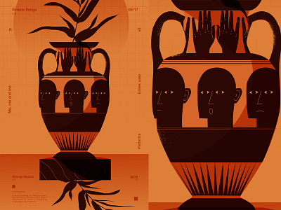 Greek vase abstract composition emotions fragment illustration laconic layout lines man minimal poster poster art vase