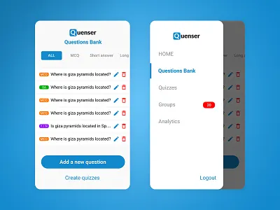 Quenser - Quizzing app answer quiz quiz app quizz quizzes quizzing uiux