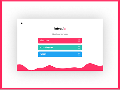 Infoquiz Choice Page app design application beginner choice expert level level design lock select level ui unlocked ux