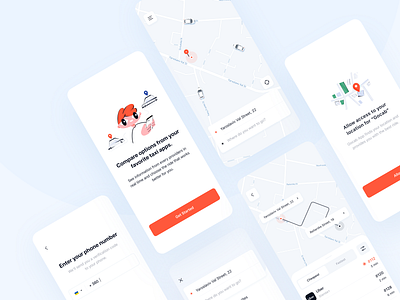 GoCab App Design 🚗 app design application cab car direction illustration ios map mobile point road taxi booking app ui ux