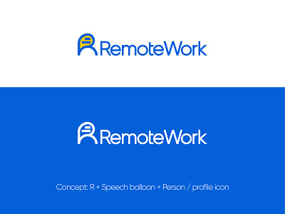 RemoteWork logo version 1 brand branding concept design graphic design icon identity logo person r logo remotework speechbubble typography visual design