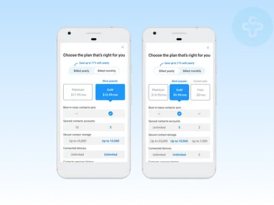 Pricing Plan android app android ui contacts app material design material ui mobile app mobile app design mobile application mobile design mobile designer mobile ui onboarding onboarding ui pricing page pricing plan pricing plans pricing table ui uidesign upgrade