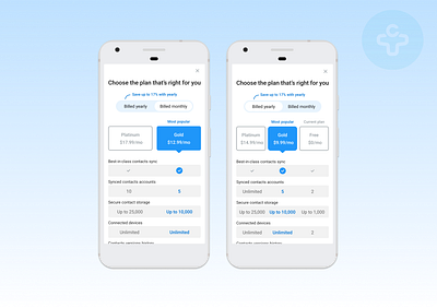 Pricing Plan android app android ui contacts app material design material ui mobile app mobile app design mobile application mobile design mobile designer mobile ui onboarding onboarding ui pricing page pricing plan pricing plans pricing table ui uidesign upgrade