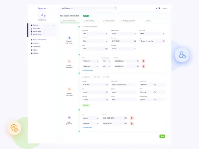 Dashboard to create patient records adobe adobe xd dashboad dashboard ui design health health app healthcare healthcare app healthcare dashboard healthy login ui ux