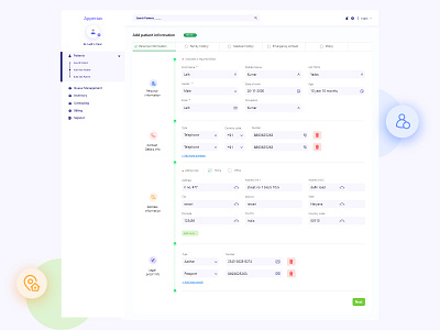 Dashboard to create patient records adobe adobe xd dashboad dashboard ui design health health app healthcare healthcare app healthcare dashboard healthy login ui ux
