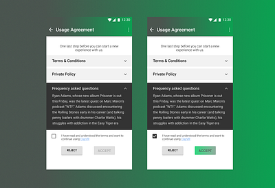 Mobile user agreement accordion adaptive design app design material ui mobile ui