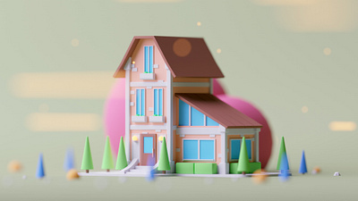 Residence 3d c4d cinema 4d game game building game design illustration isometric lowpoly octane