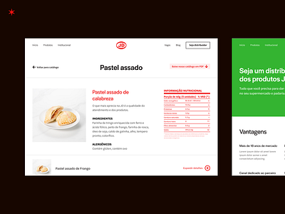 JD Alimentos Product Details landing page product details product page table ui ui design ux white ui