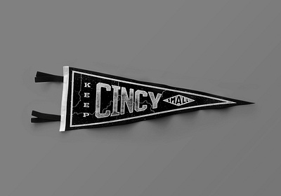 Keep Cincy Small black cincinnati cincy design flag graphicdesign gritty grunge illustration keep pennant screen screenprint small typography white