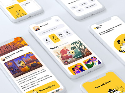 Creative Space Collection app brand branding card creative design graphic illustration mobile ui ux