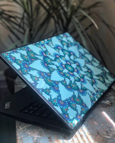 Blue Bloom Laptop Sticker accessory bloom blossom blue drawing floral flowers hand drawn henna home decor illustration illustration design laptop laptop sticker mandala tech
