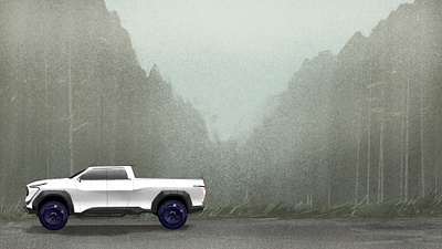 Concept Pickup Truck & Trailer for Animation 4x4 animation art direction automobile automotive concept design design digital painting drawing forest future graphic design illustration off road tech trailer truck vehicle wheels
