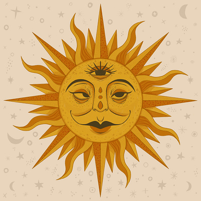 SUNNY character character design digital painting doodle galaxy hand drawn illustration picture book procreate solar space star sun sunrise texture vintage yellow